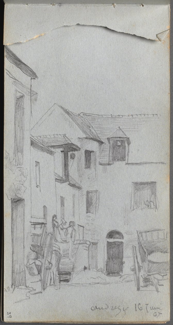 Carnet de croquis, page 39 : scène de rue - Jean Louis Ernest Meissonier