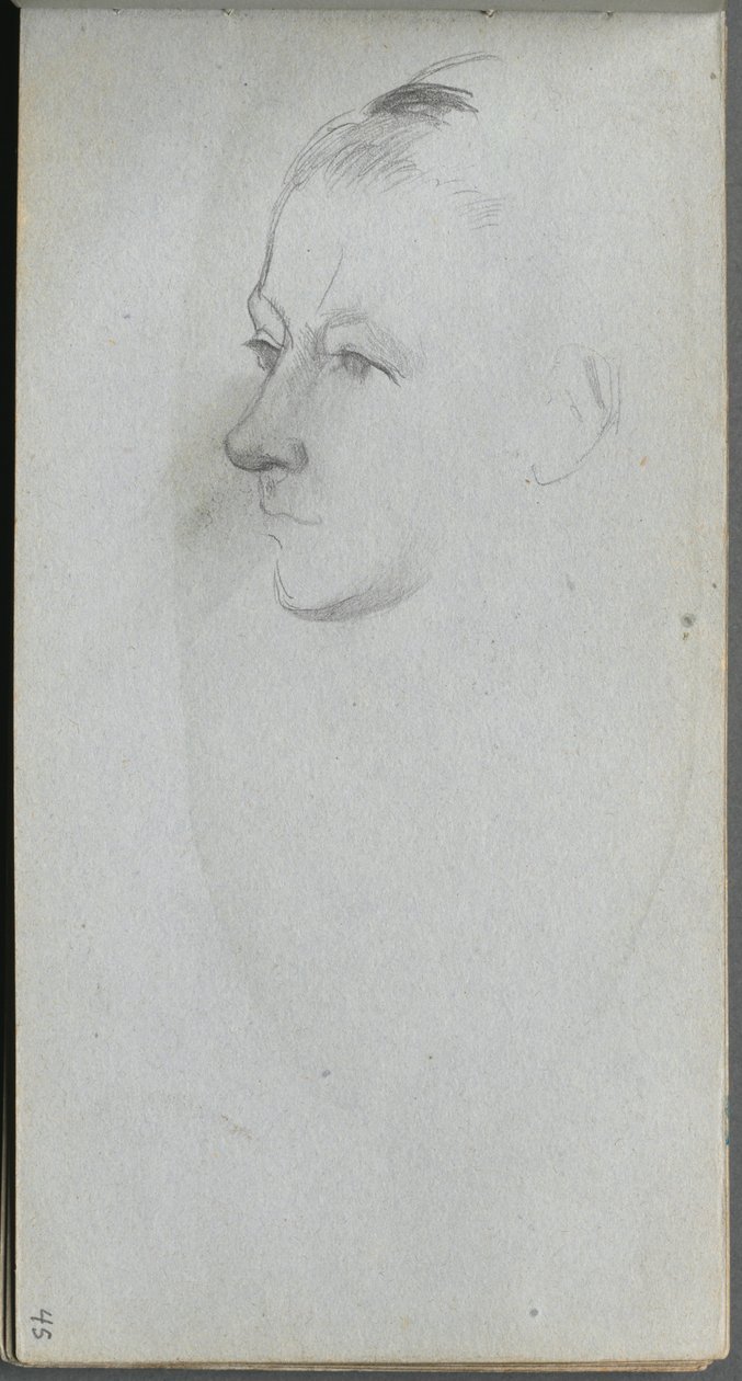Carnet de croquis, page 45 : Visage de femme, vue de 3/4 - Ernest Meissonier