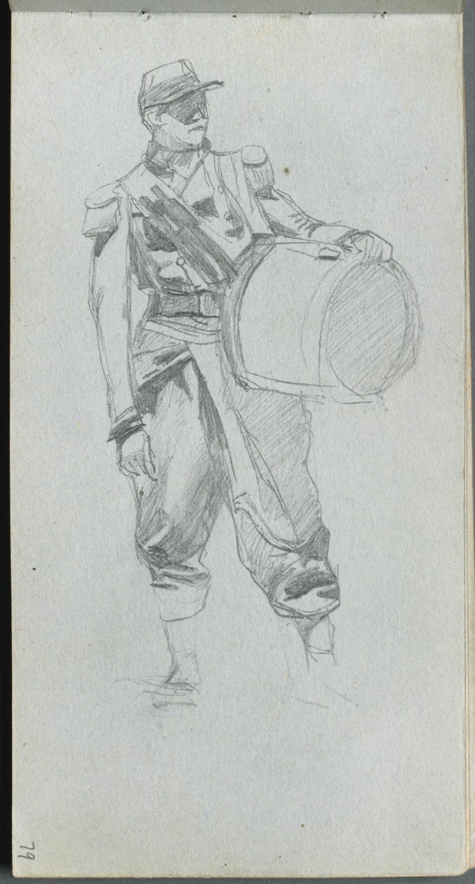 Carnet de croquis, page 79 : Soldat avec tambour - Ernest Meissonier