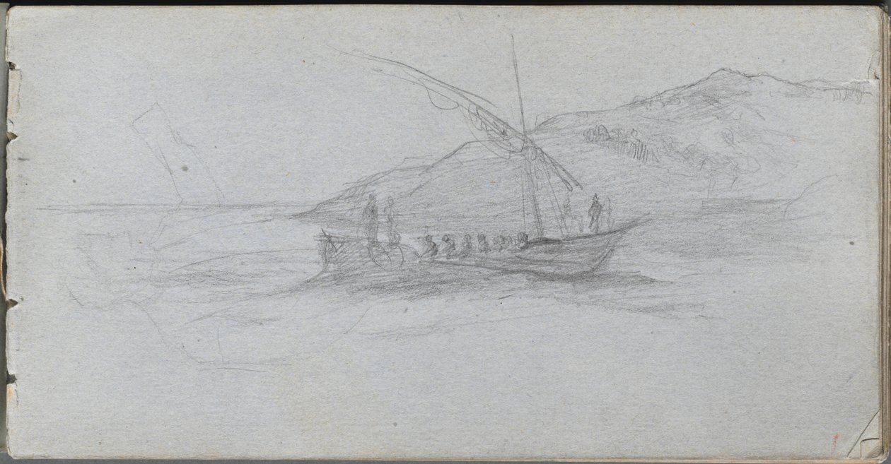 Carnet de croquis, page 88 : Paysage marin et figure - Jean Louis Ernest Meissonier