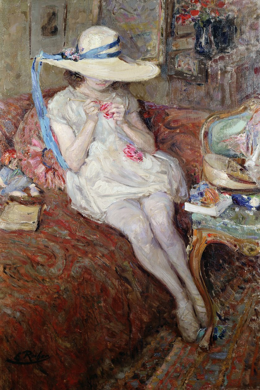 Jeune Fille avec un Chapeau de Paille - Ernest Rocher
