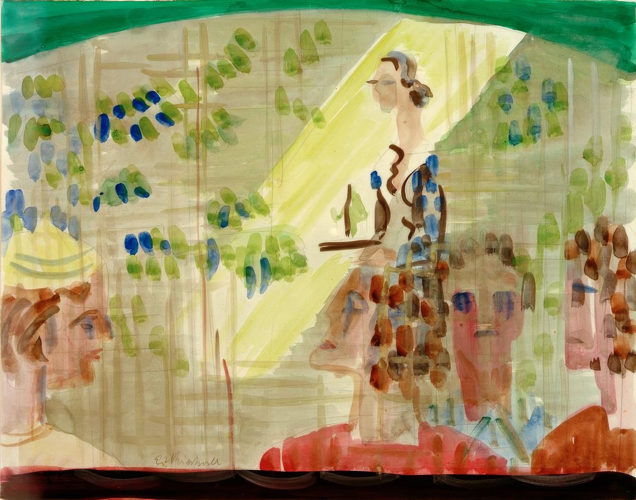 Scène de café avec serveuse, vue à travers la vitrine - Ernst Ludwig Kirchner