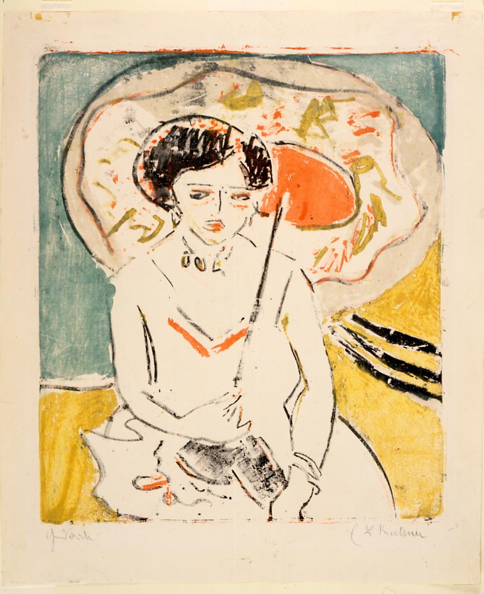 Dodo avec un parapluie japonais - Ernst Ludwig Kirchner