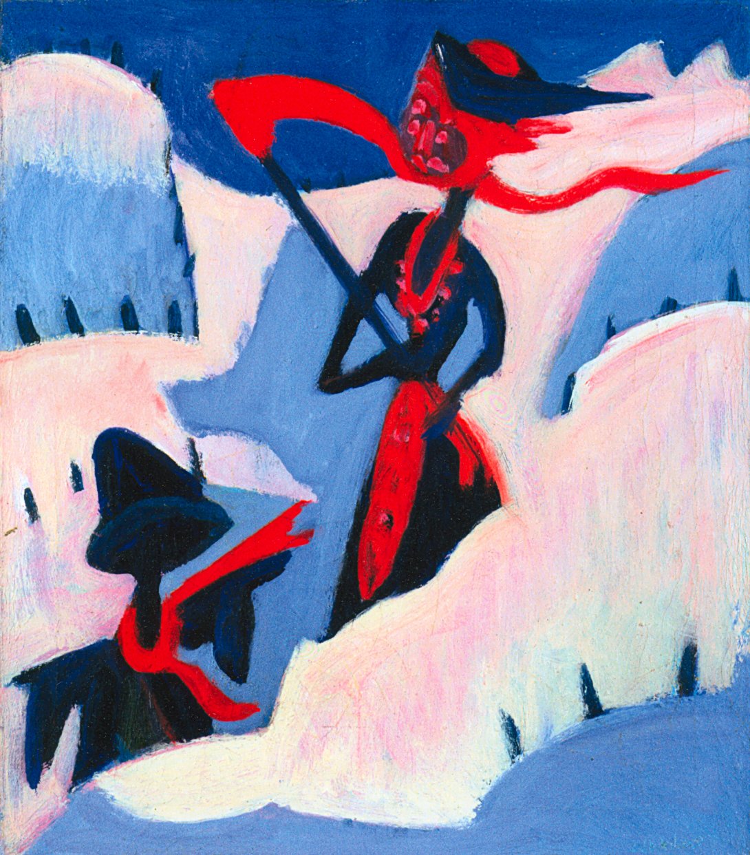 Sorcière et épouvantail dans la neige - Ernst Ludwig Kirchner