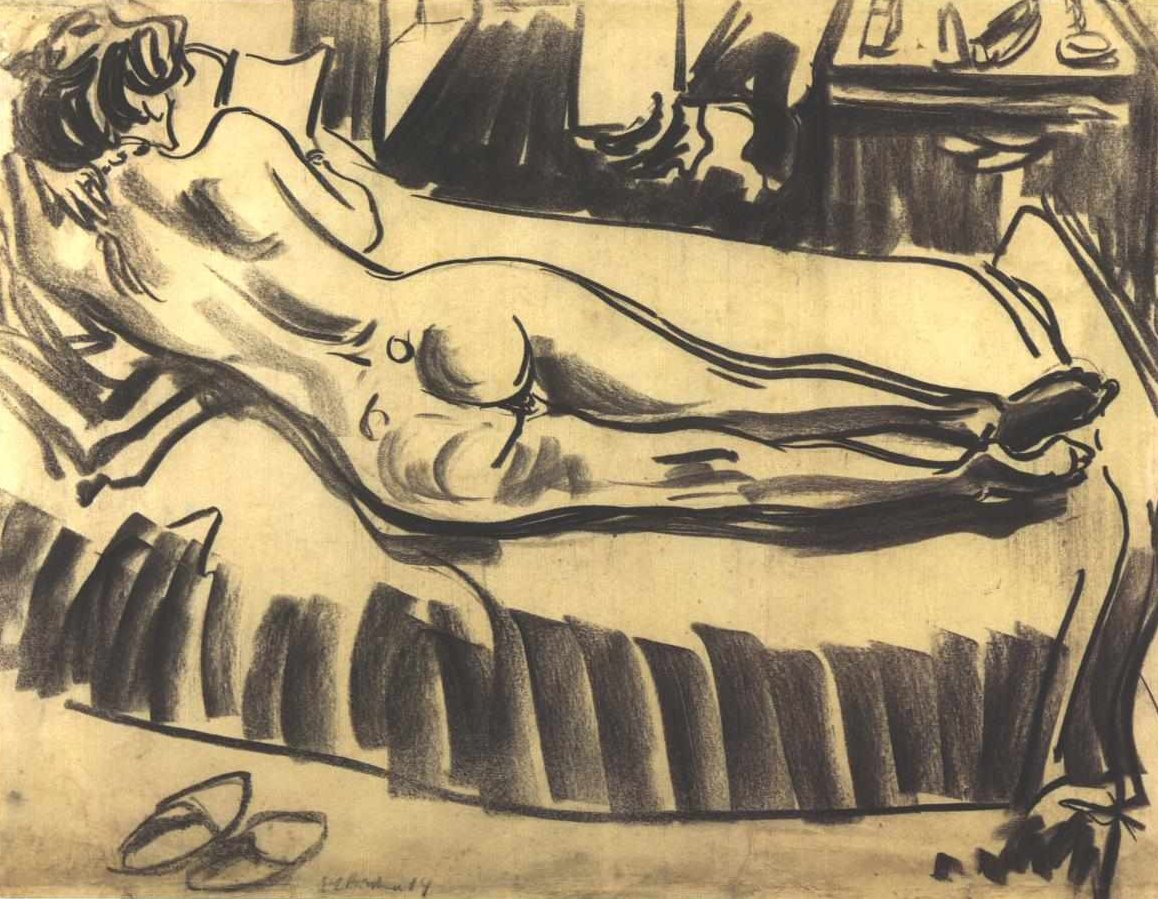 Nu couché sur un canapé - Ernst Ludwig Kirchner