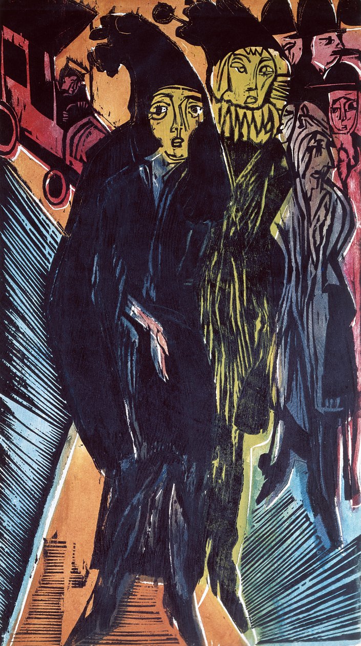 Scène de rue (lithographie en couleur) 1922 - Ernst Ludwig Kirchner
