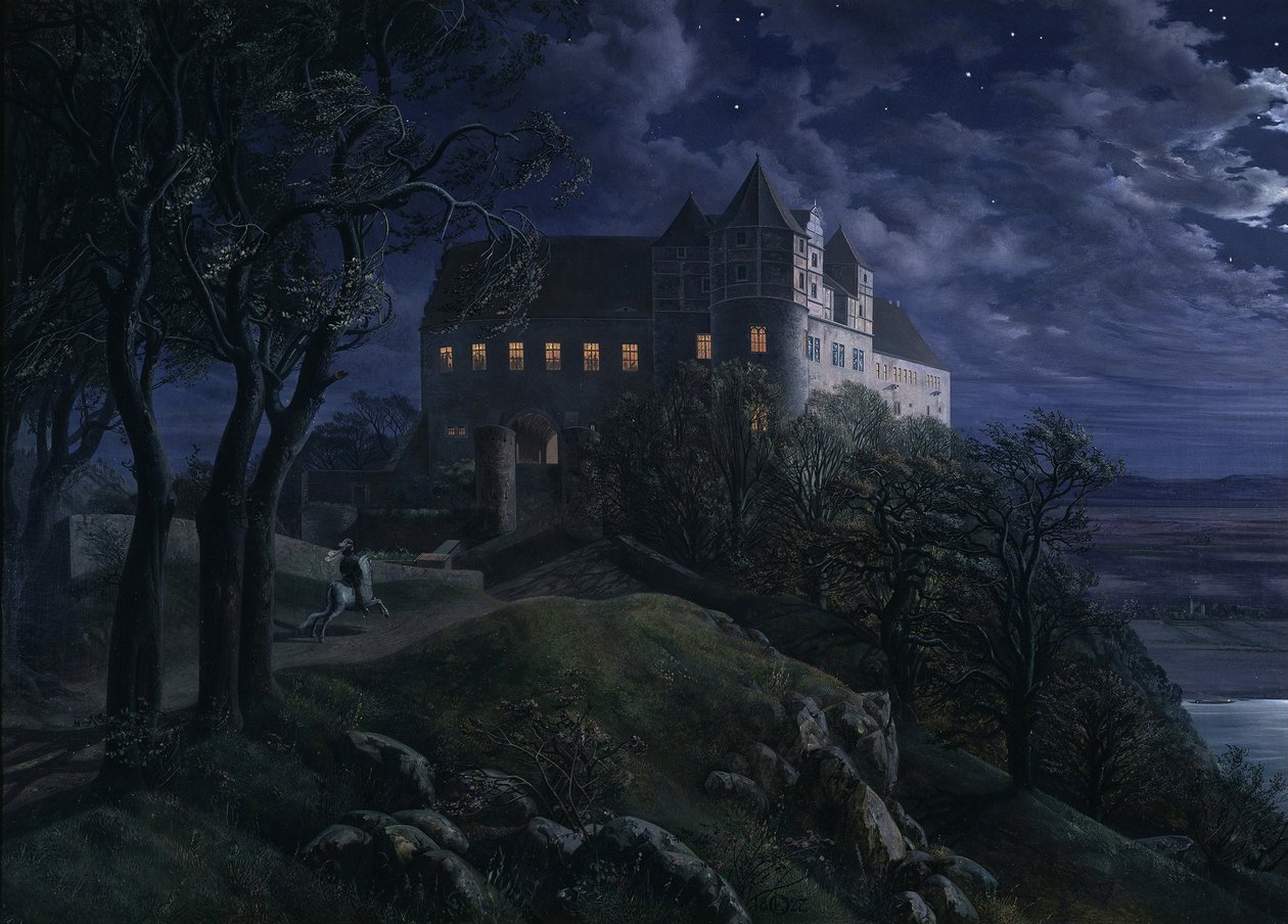 Château Scharfenberg la nuit, 1827 - Ernst Ferdinand Oehme