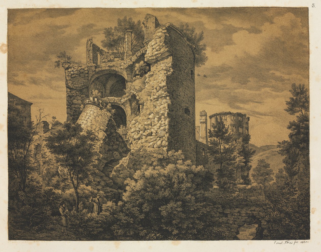 Six vues du château de Heidelberg : Tour, 1820 - Ernst Fries