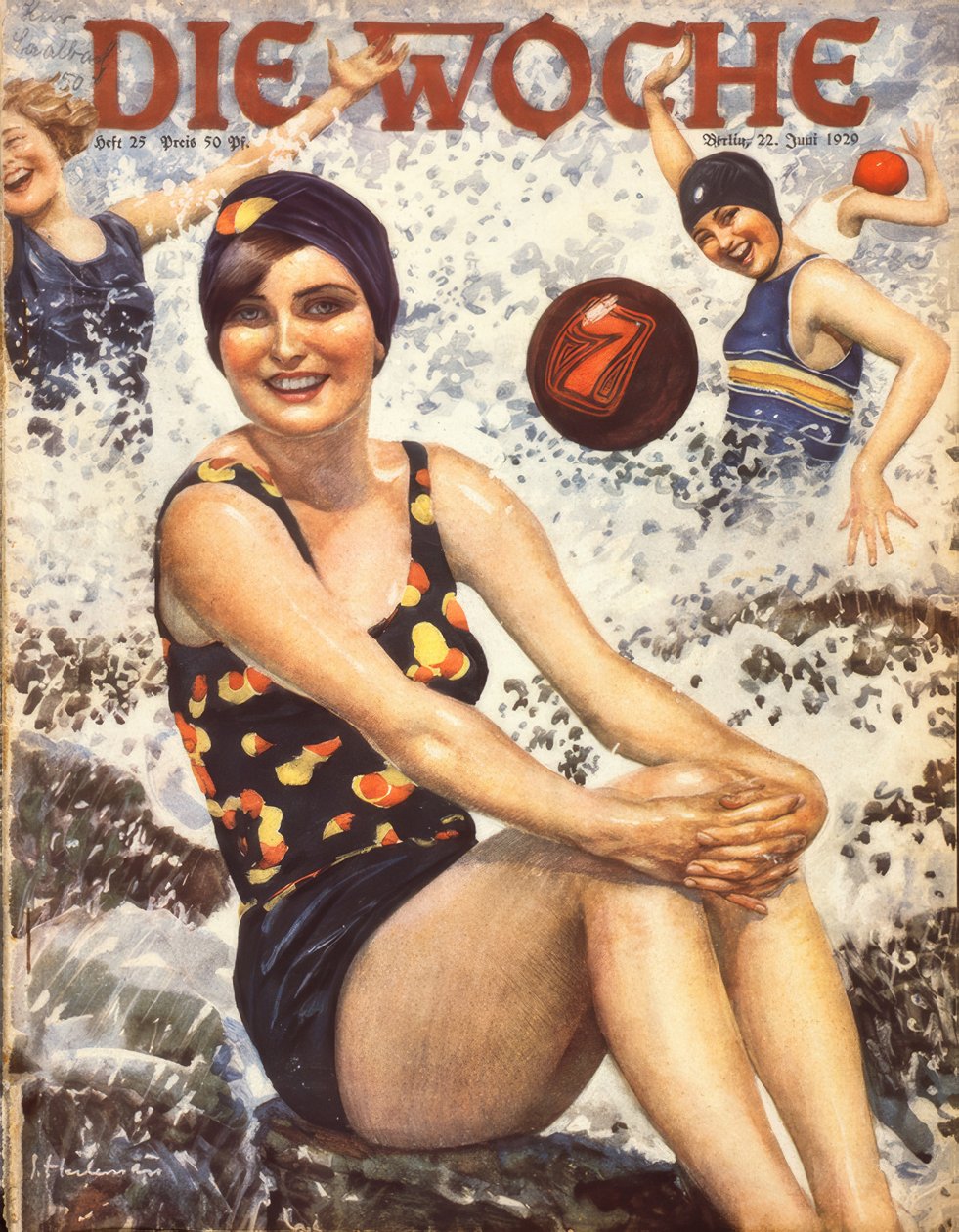 Jeunes femmes dans les vagues - Ernst Heilemann