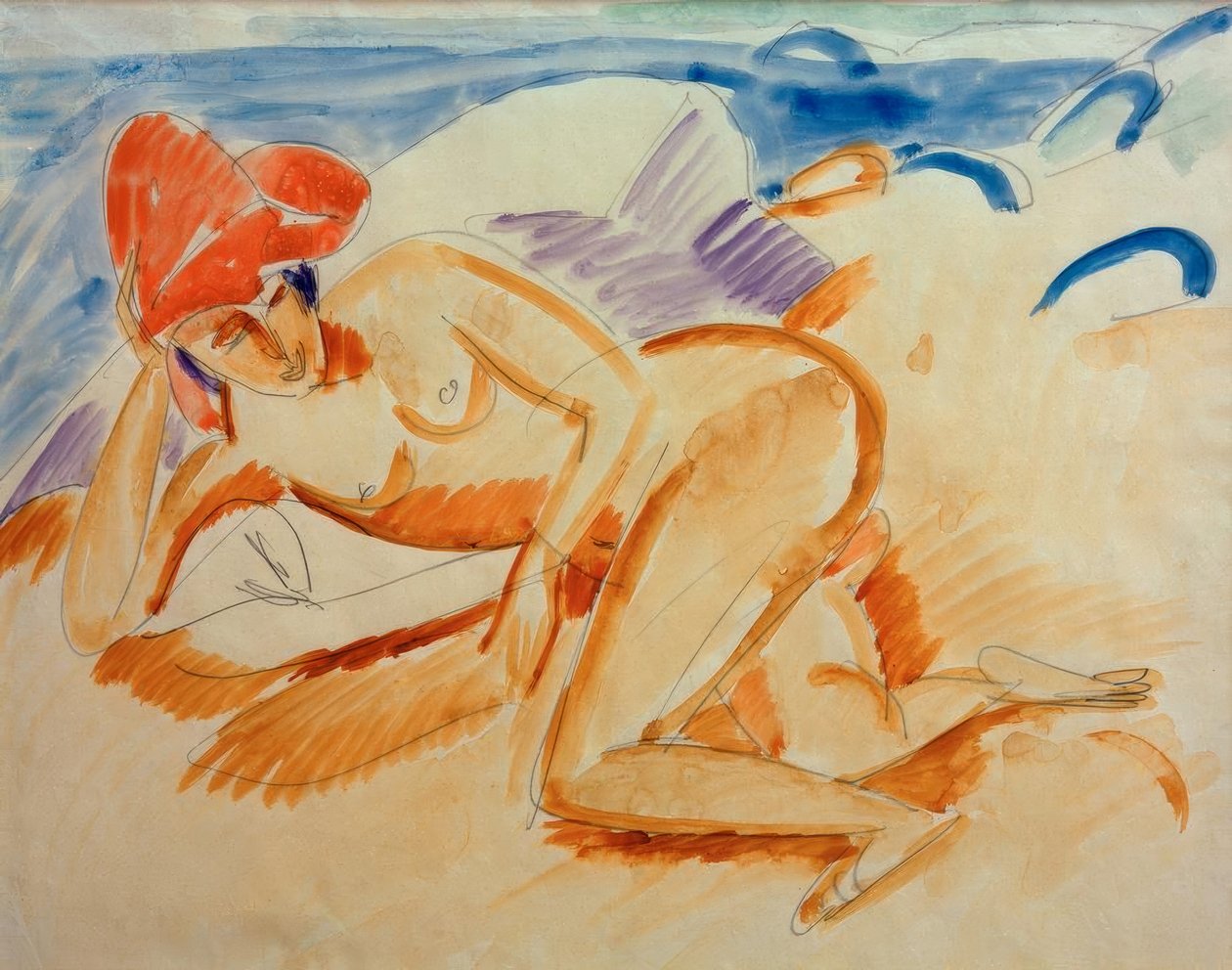 Nu avec chapeau rouge - Ernst Ludwig Kirchner