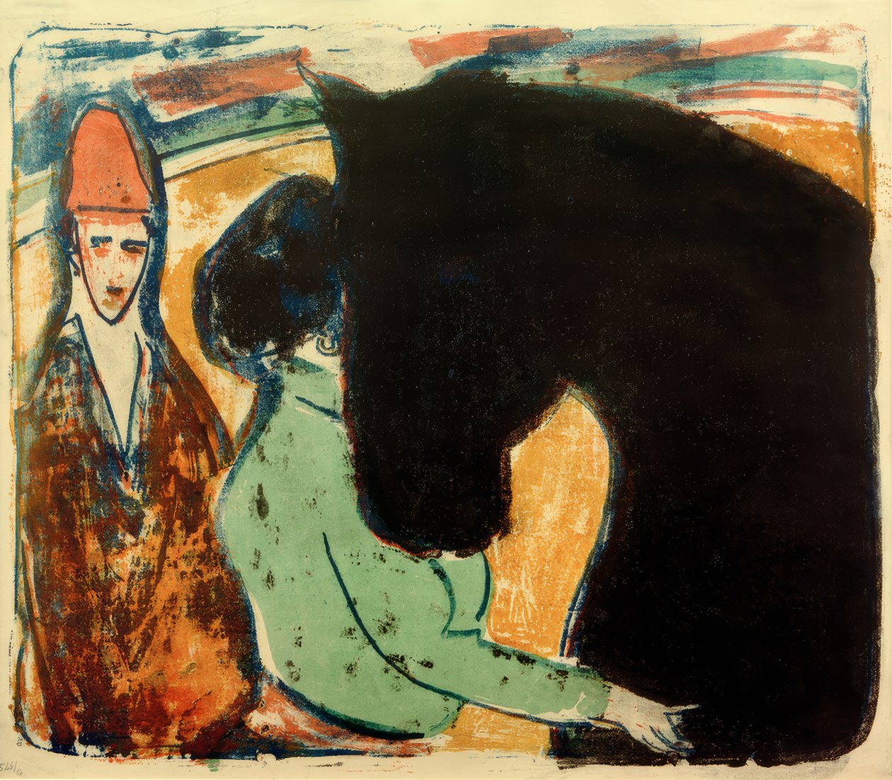 E.L.Kirchner, Cheval noir, cavalière et clown - Ernst Ludwig Kirchner