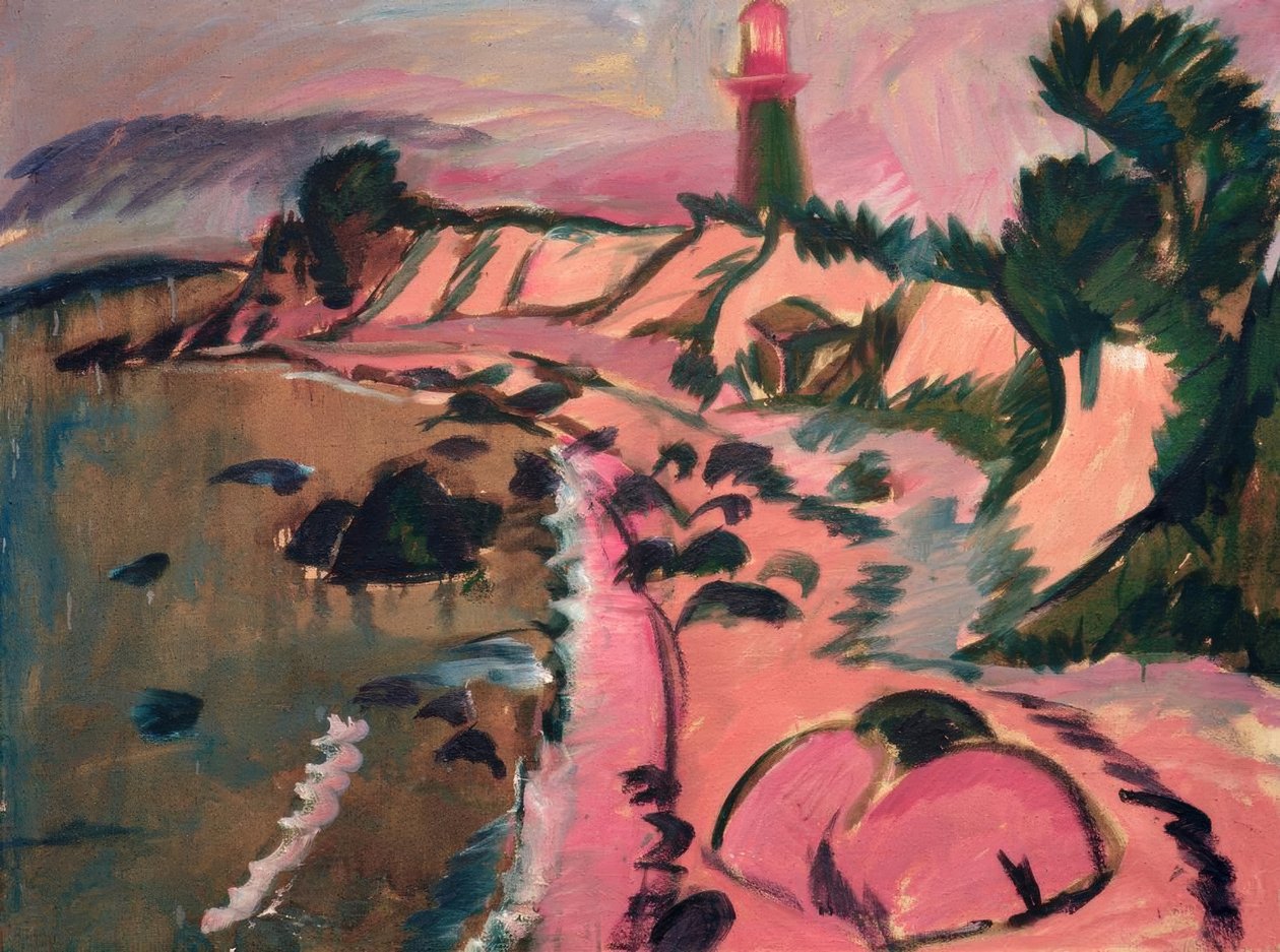 Côte de Fehmarn avec phare - Ernst Ludwig Kirchner