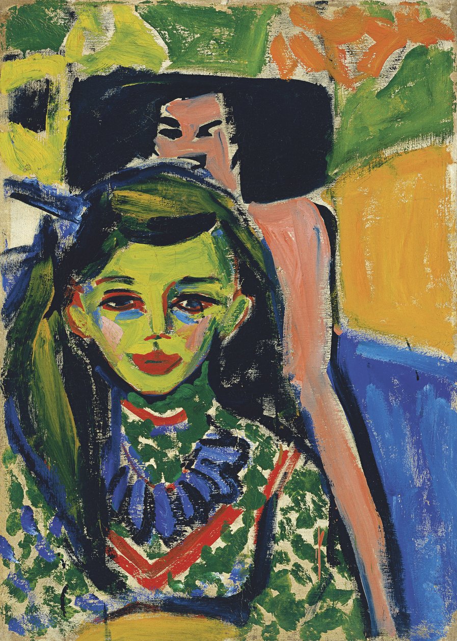Fränzi devant une Chaise Sculptée - Ernst Ludwig Kirchner