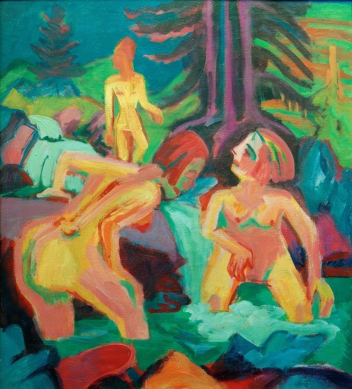 Femmes nues se baignant dans un ruisseau de montagne - Ernst Ludwig Kirchner