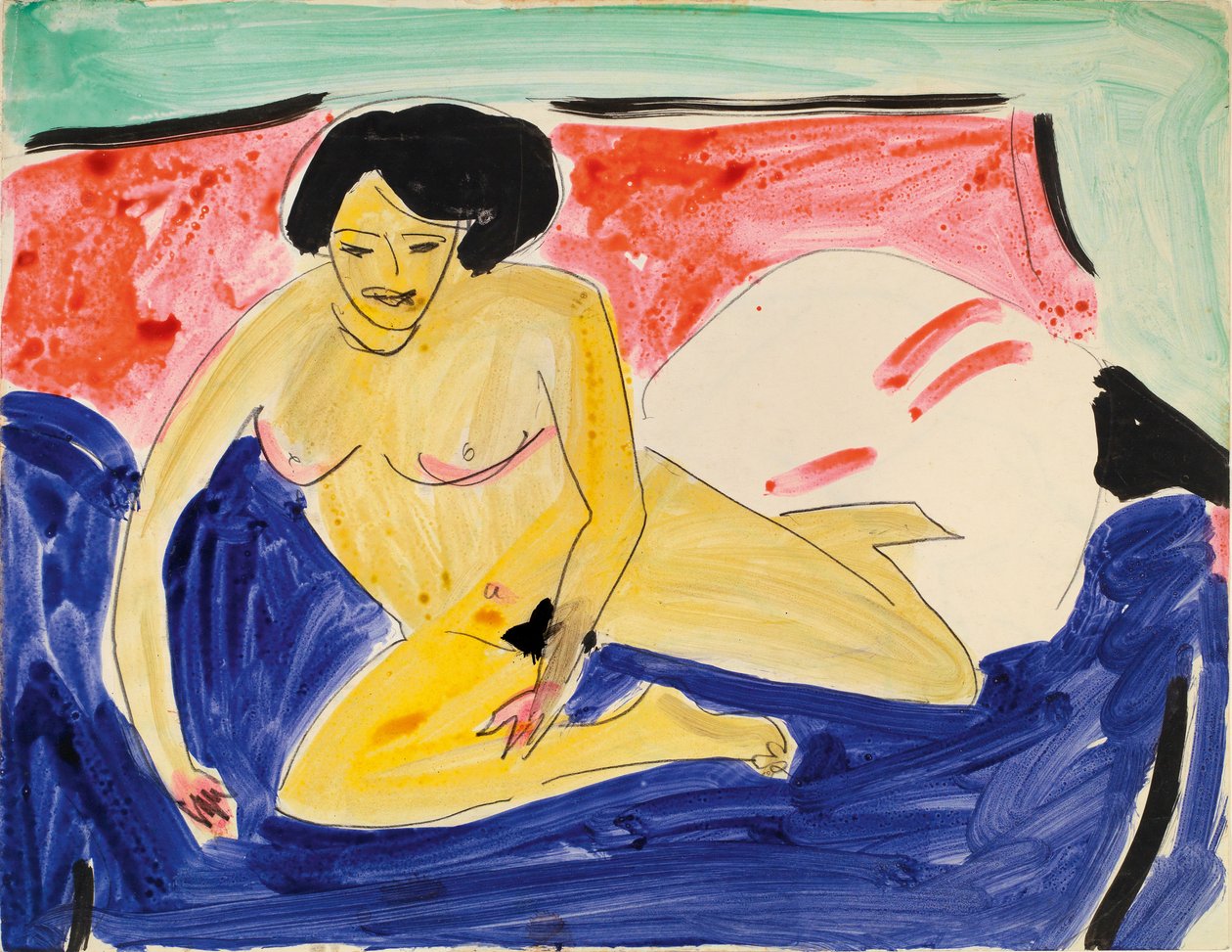 Nu assis sur un divan, 1909 - Ernst Ludwig Kirchner