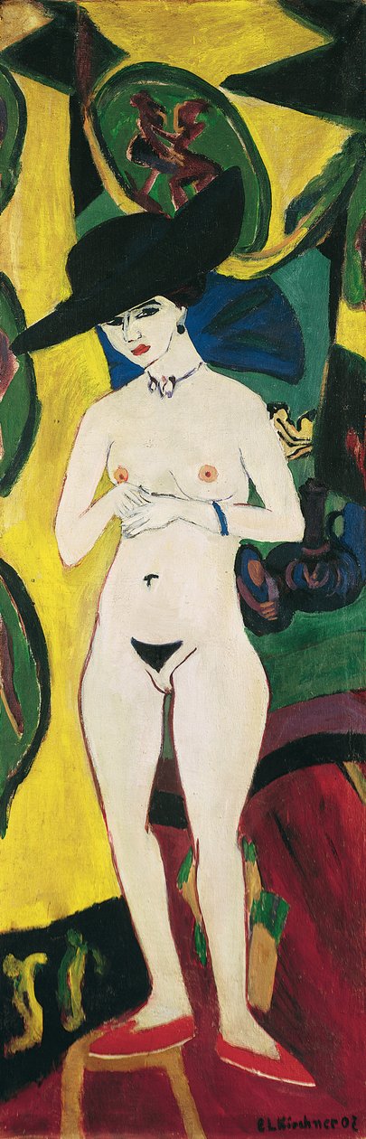 Nu debout avec chapeau - Ernst Ludwig Kirchner