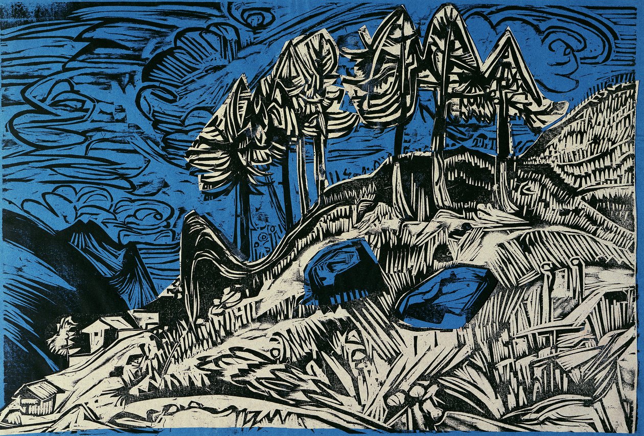 Arbres sur une pente de montagne - Ernst Ludwig Kirchner