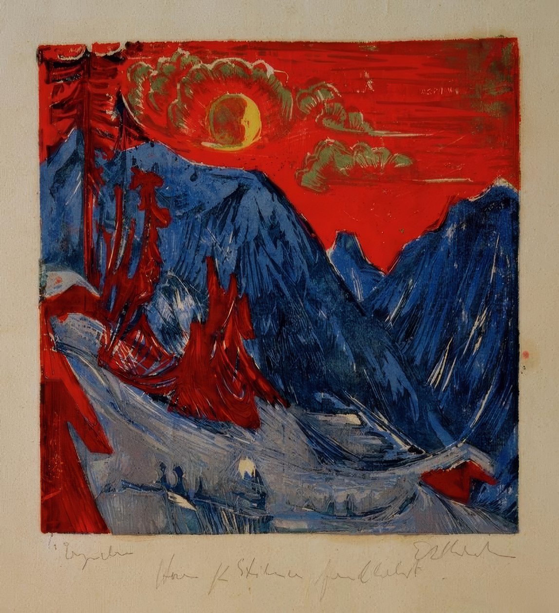 Nuit de lune en hiver - Ernst Ludwig Kirchner