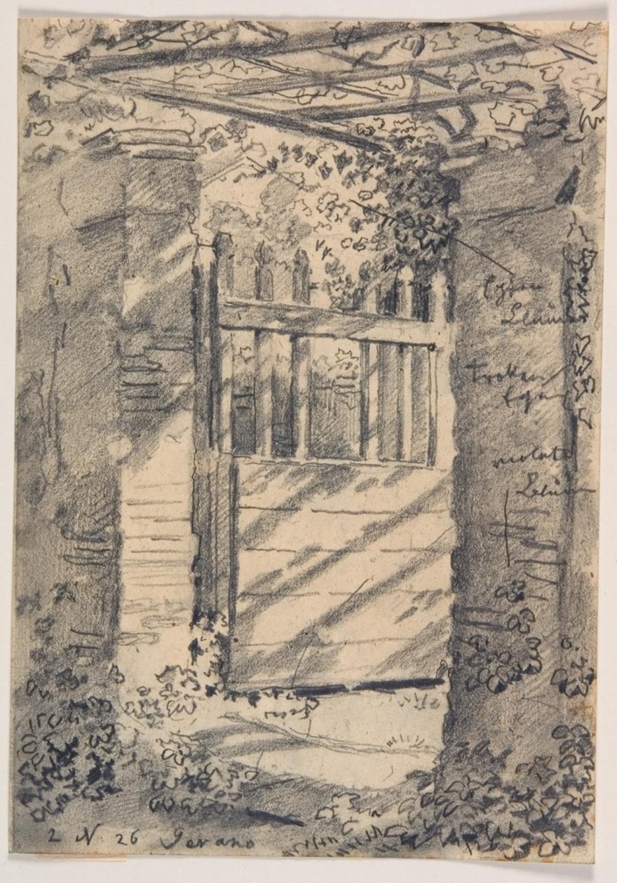 Un portail de jardin ouvert ombragé par des vignes - Ernst Meyer