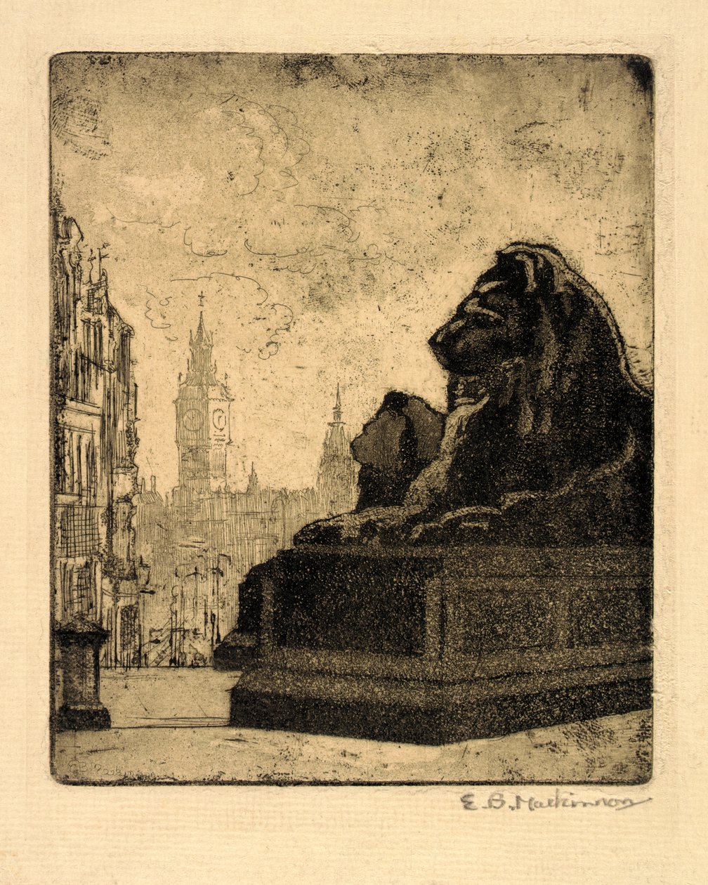 Lions sur une place de Londres - Esther Blaikie MacKinnon
