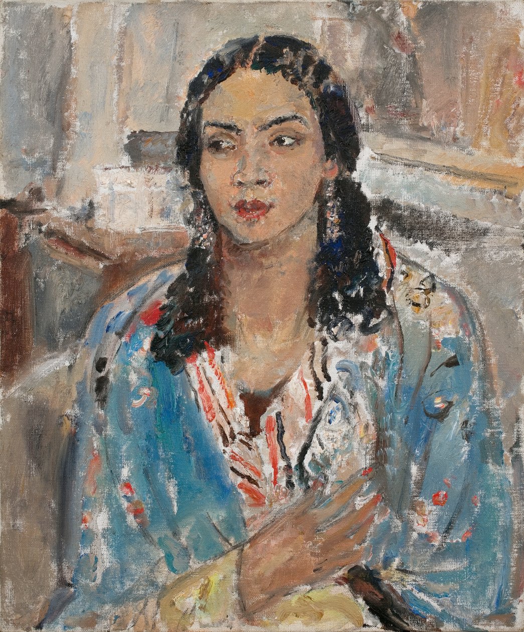 La veste bleue (huile sur toile) - Ethel Walker