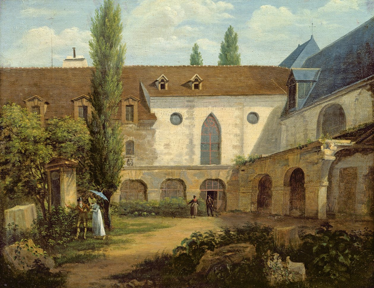 La cour du couvent des Petits-Augustins à Paris, c.1818 - Etienne Bouhot