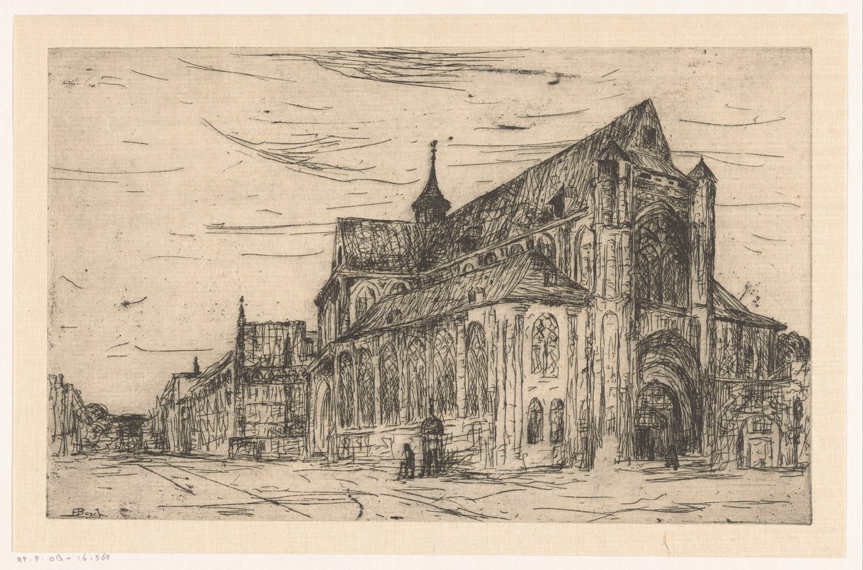 Vue sur une église - Etienne Bosch (signed by artist)