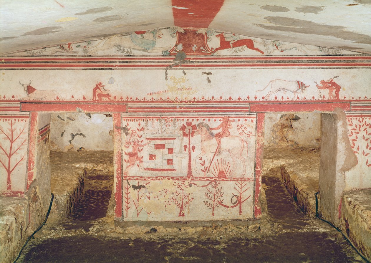 Achille tendant une embuscade à Troïlus, du tombeau des Taureaux, vers 550 av. J.-C. - Etruscan