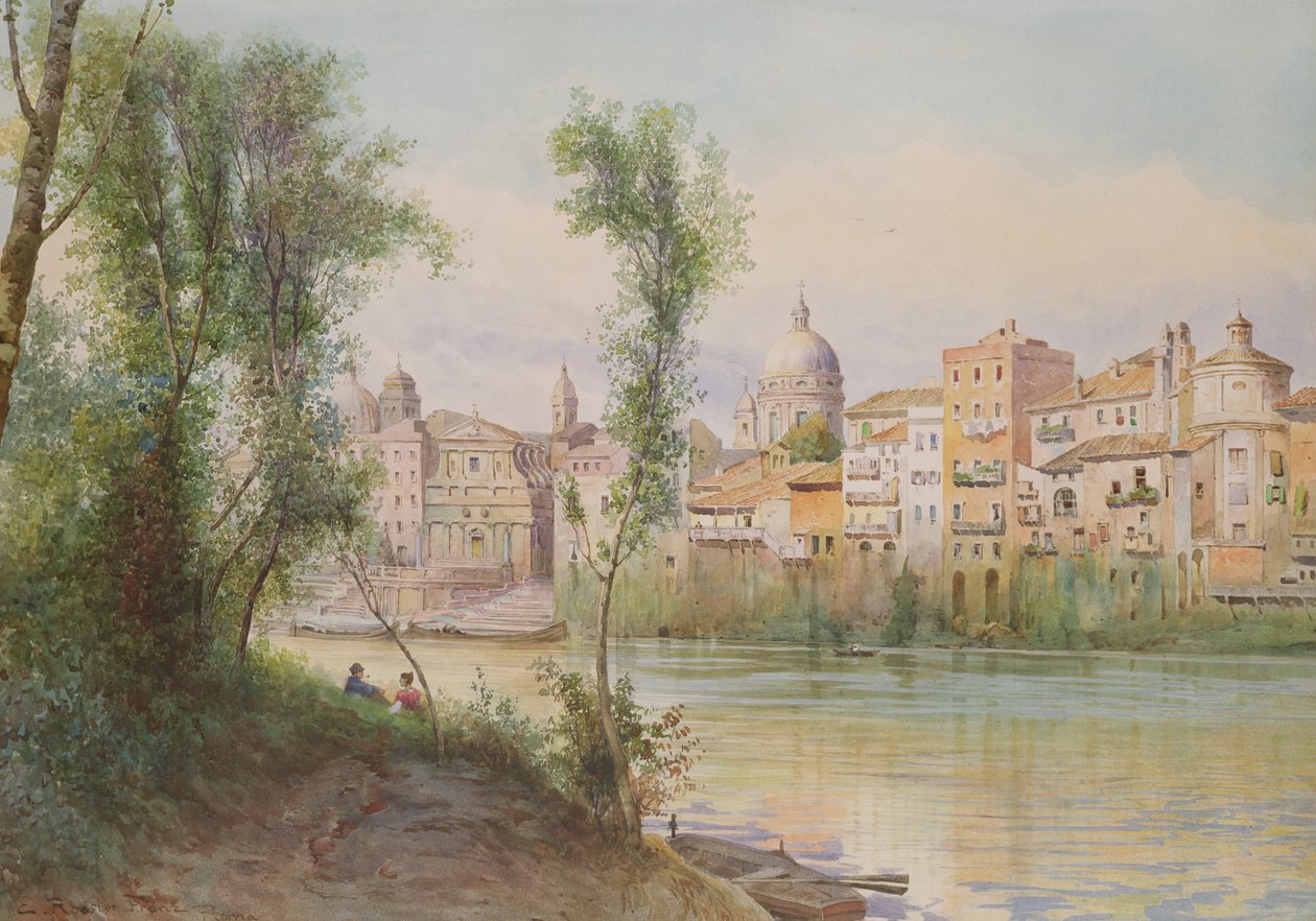 Vue du Porto di Ripetta dai Prati, Rome - Ettore Roesler Franz