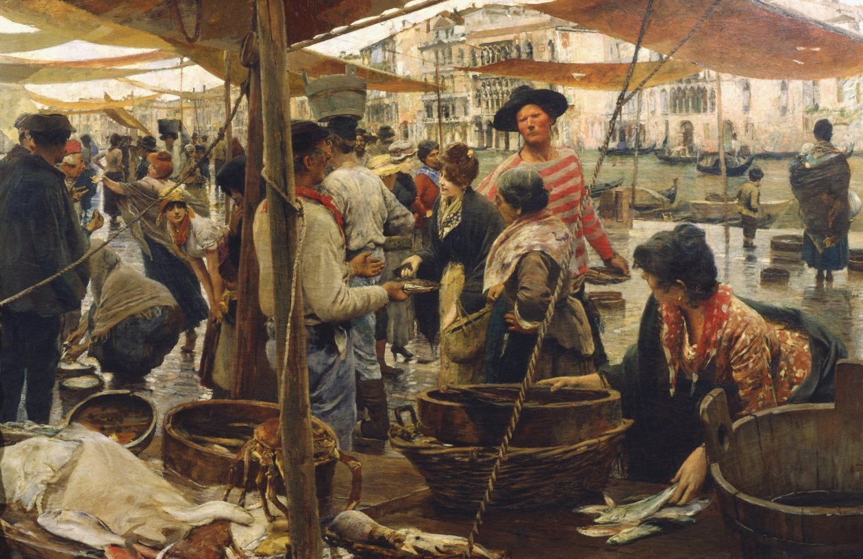 Ancien marché aux poissons à Venise - Ettore Tito