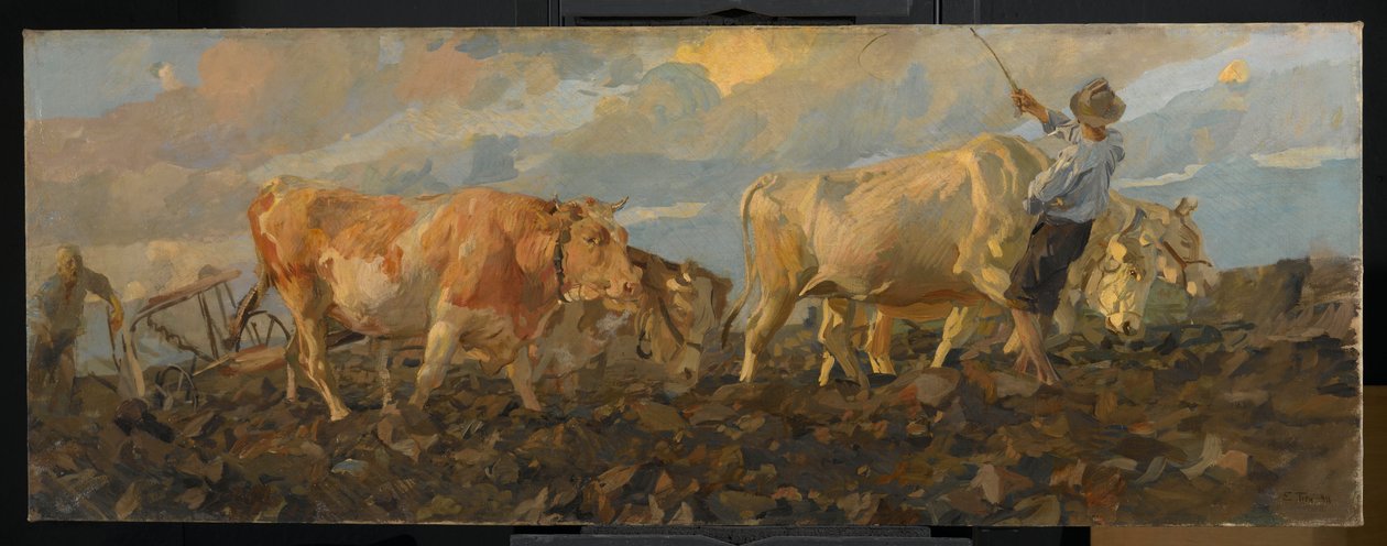 Bœufs labourant, 1911 - Ettore Tito
