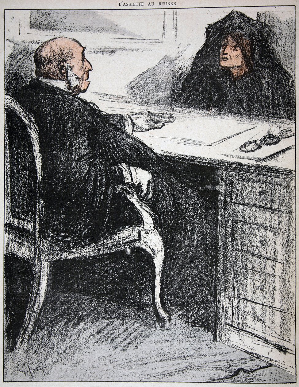 Veuve avec un fonctionnaire de justice, illustration de 
