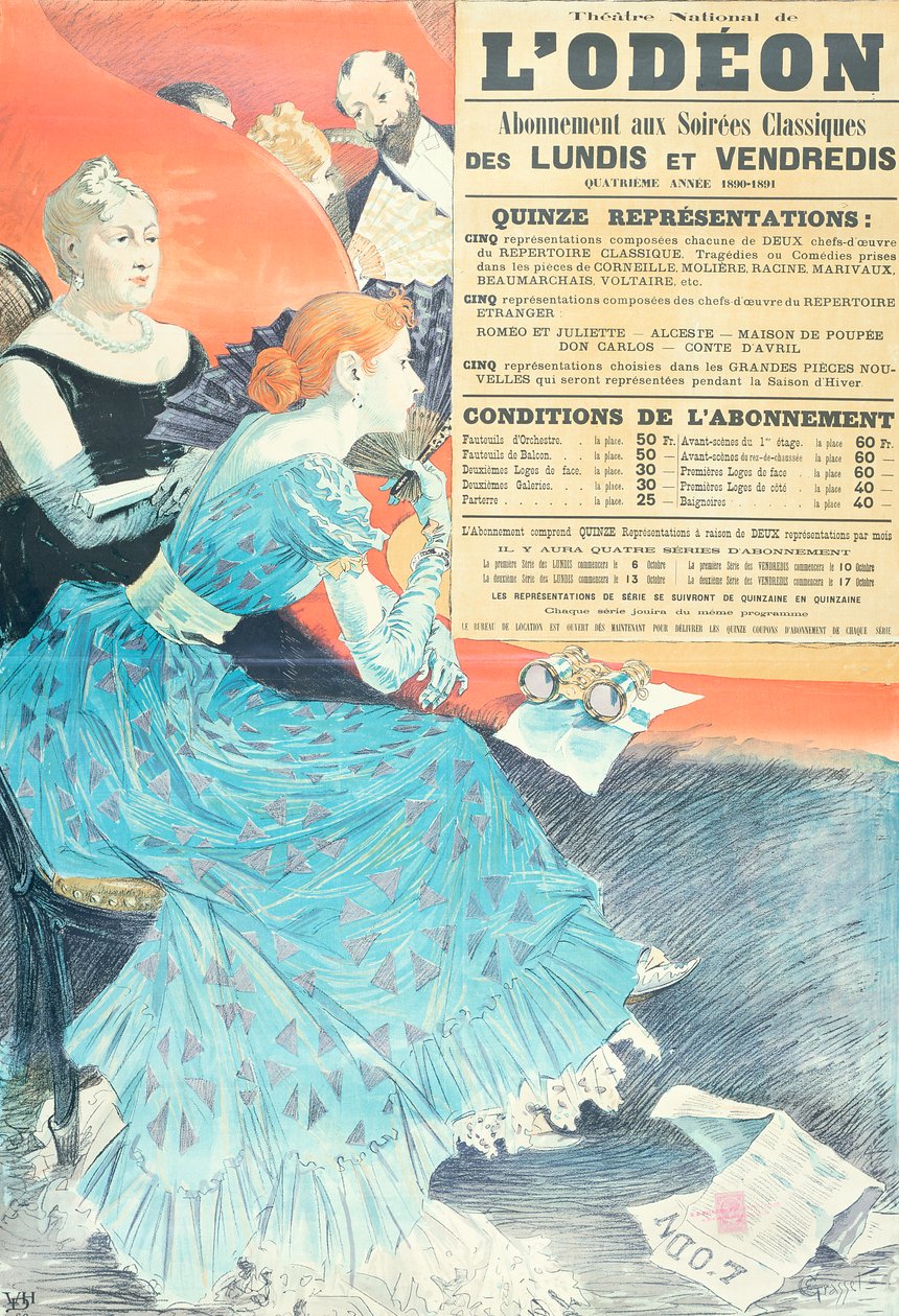 Publicité pour le théâtre Odeon, 1890 - Eugene Grasset