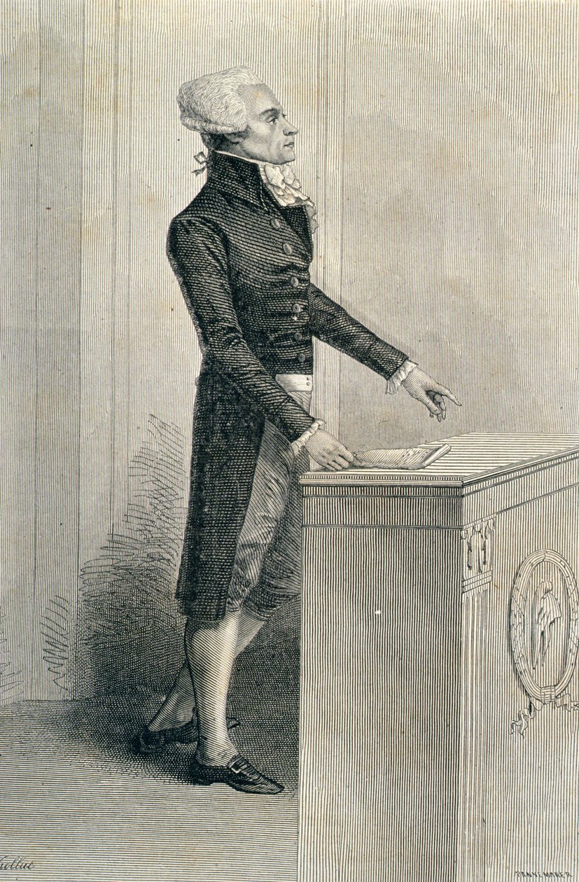 Maximilien de Robespierre (1758-94) en train de haranguer, gravé par Stéphane Pannemaker (1847-1930) - Eugene Joseph Viollat