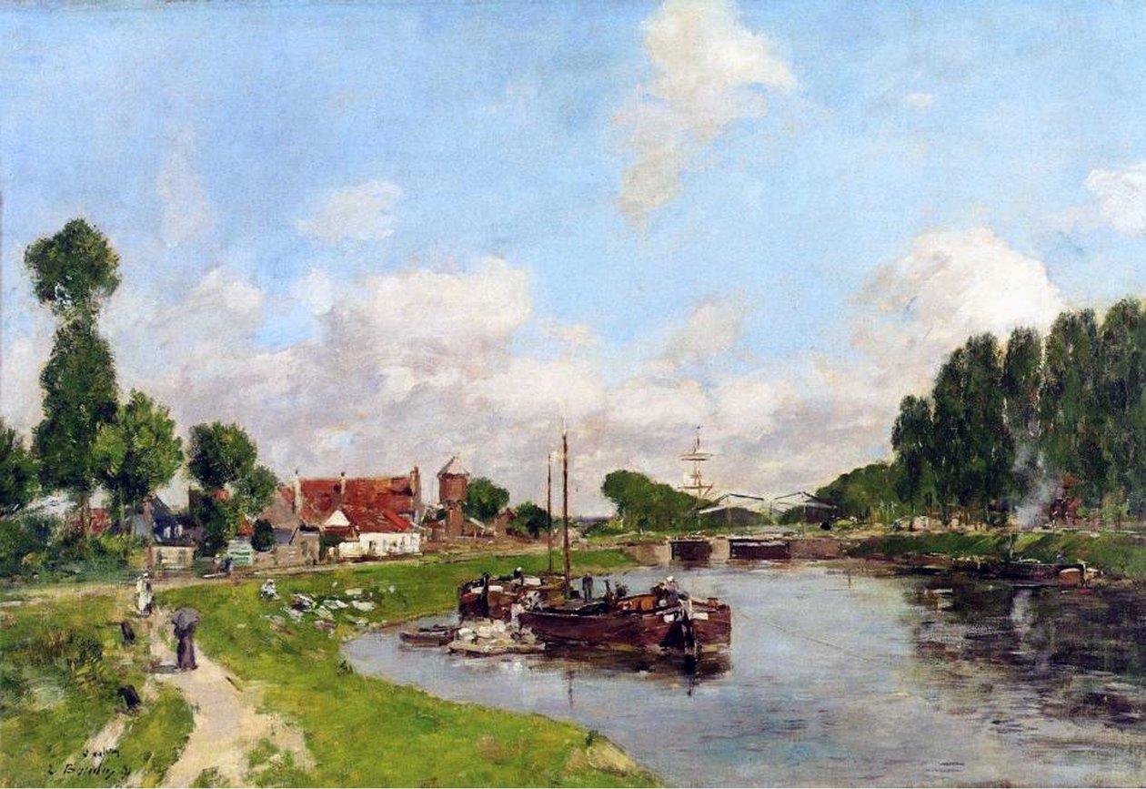 Barges sur le canal à Saint-Valery-sur-Somme, 1891 - Eugene Louis Boudin