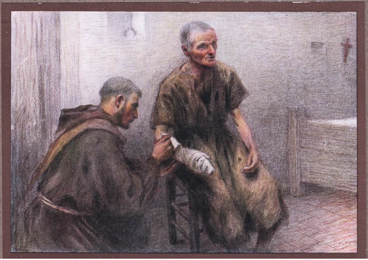 Frère Bentivoglia soigne un lépreux - Eugene Burnand