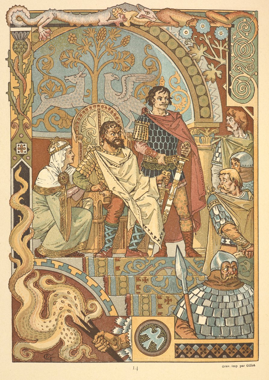 Un roi sur son trône, à la cour - Eugene Grasset