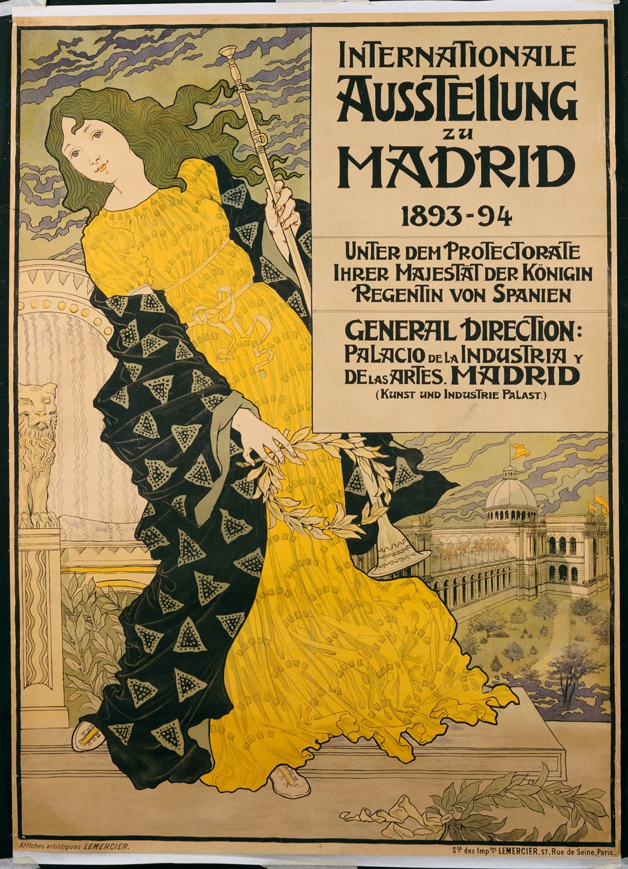 Affiche publicitaire "Internationale Austellung zu Madrid", 1893 - Eugene Grasset