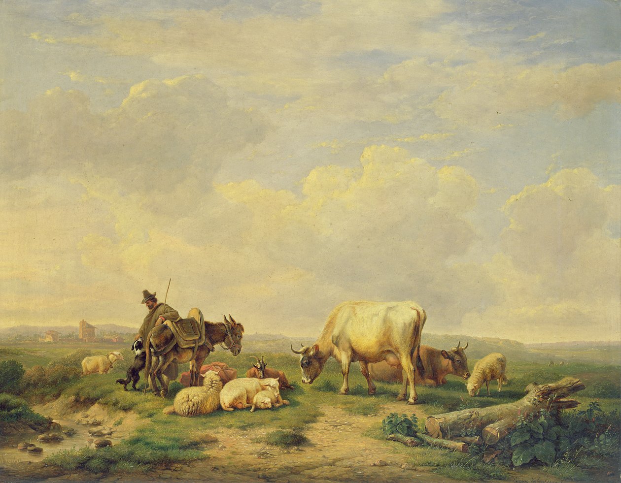 Berger et troupeau, vers 1880 - Eugene Joseph Verboeckhoven