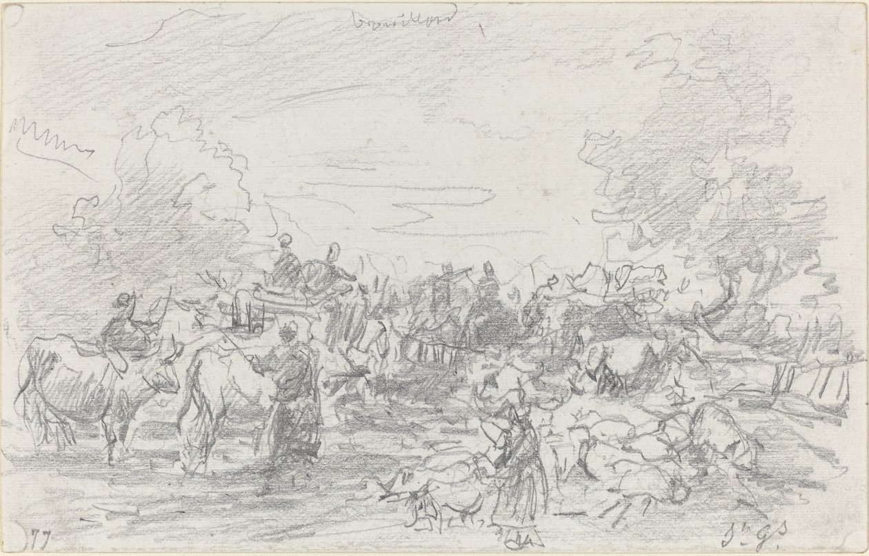 Troupeaux traversant un ruisseau, 1877 - Eugene Louis Boudin