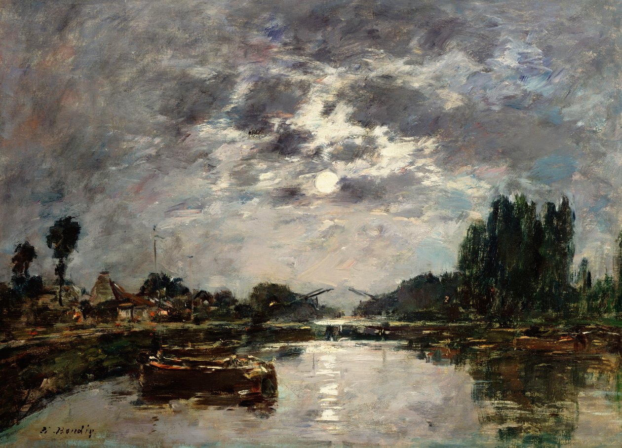 Clair de lune, Canal de St. Valery, 1891 - Eugene Louis Boudin