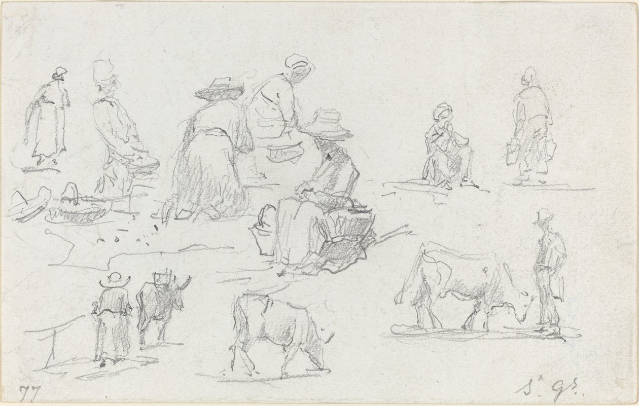 Paysans et vaches [recto], 1877 - Eugene Louis Boudin
