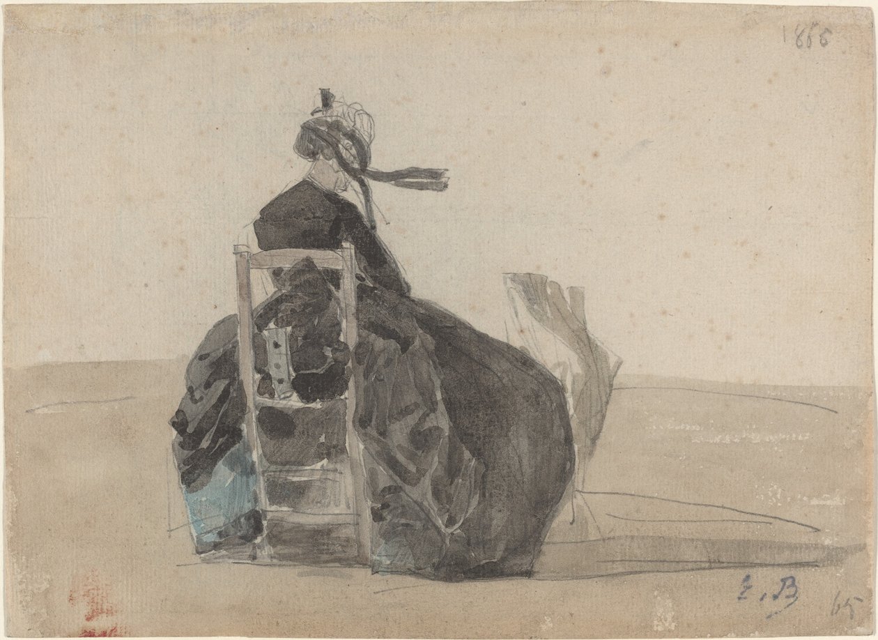 Dame assise en noir, Trouville, 1865 - Eugene Louis Boudin