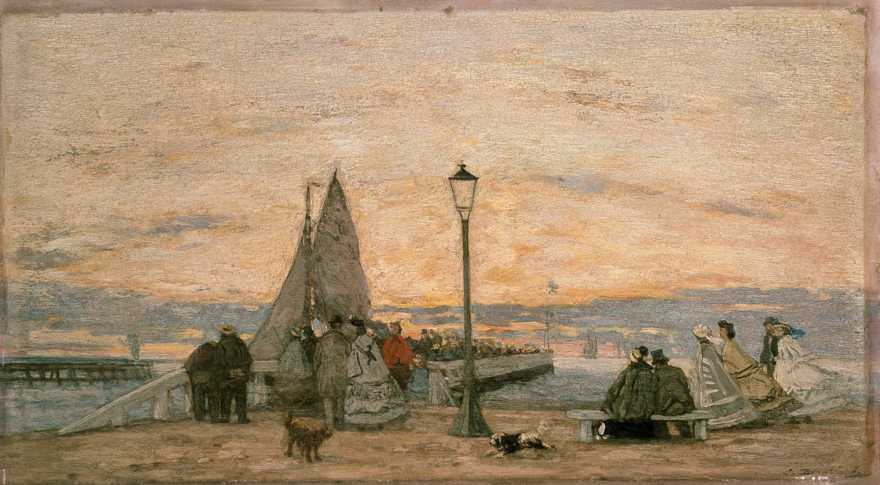 La Jetée à Trouville : Coucher de soleil - Eugene Louis Boudin