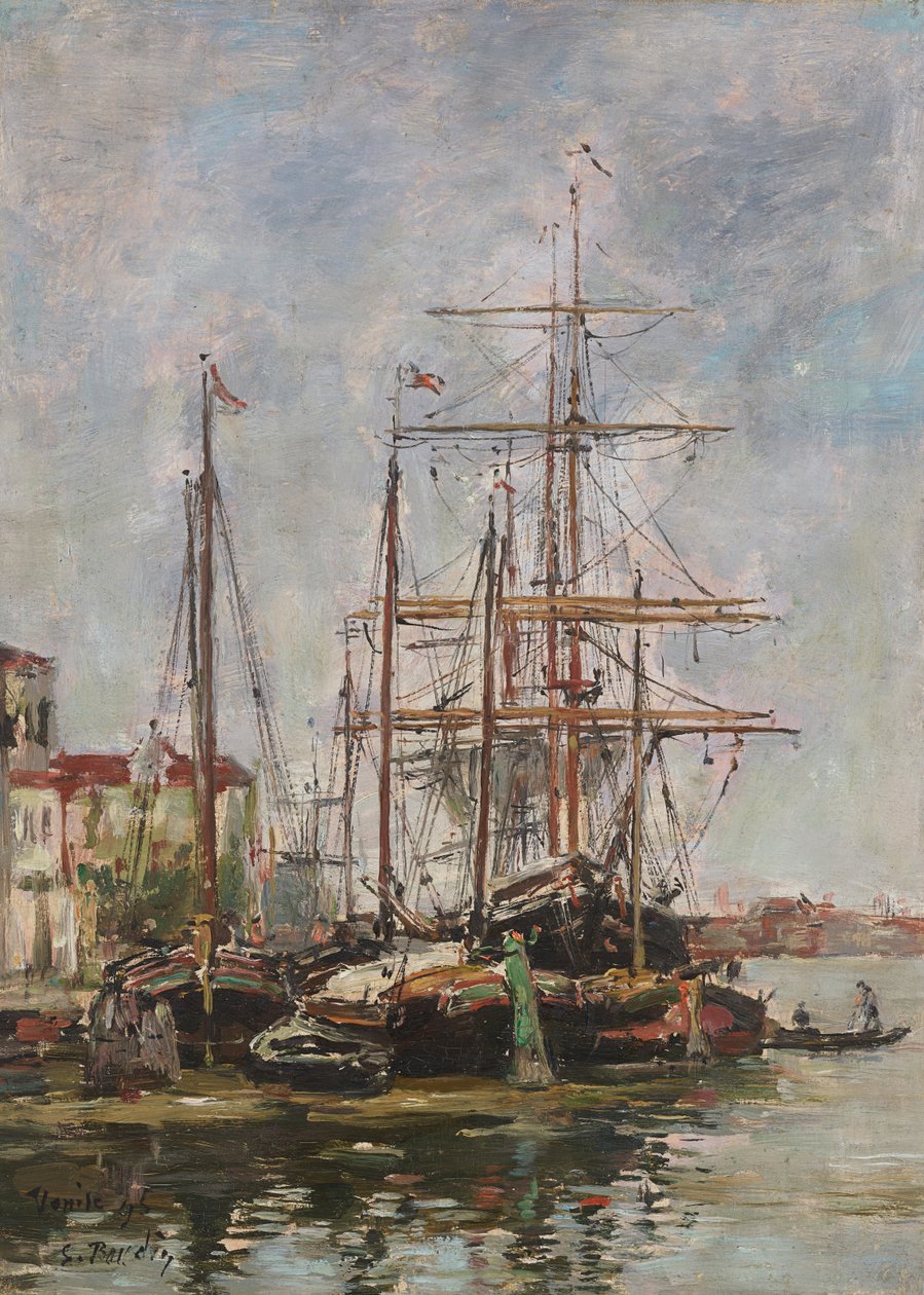 Venise, le quai de la douane - Eugene Louis Boudin