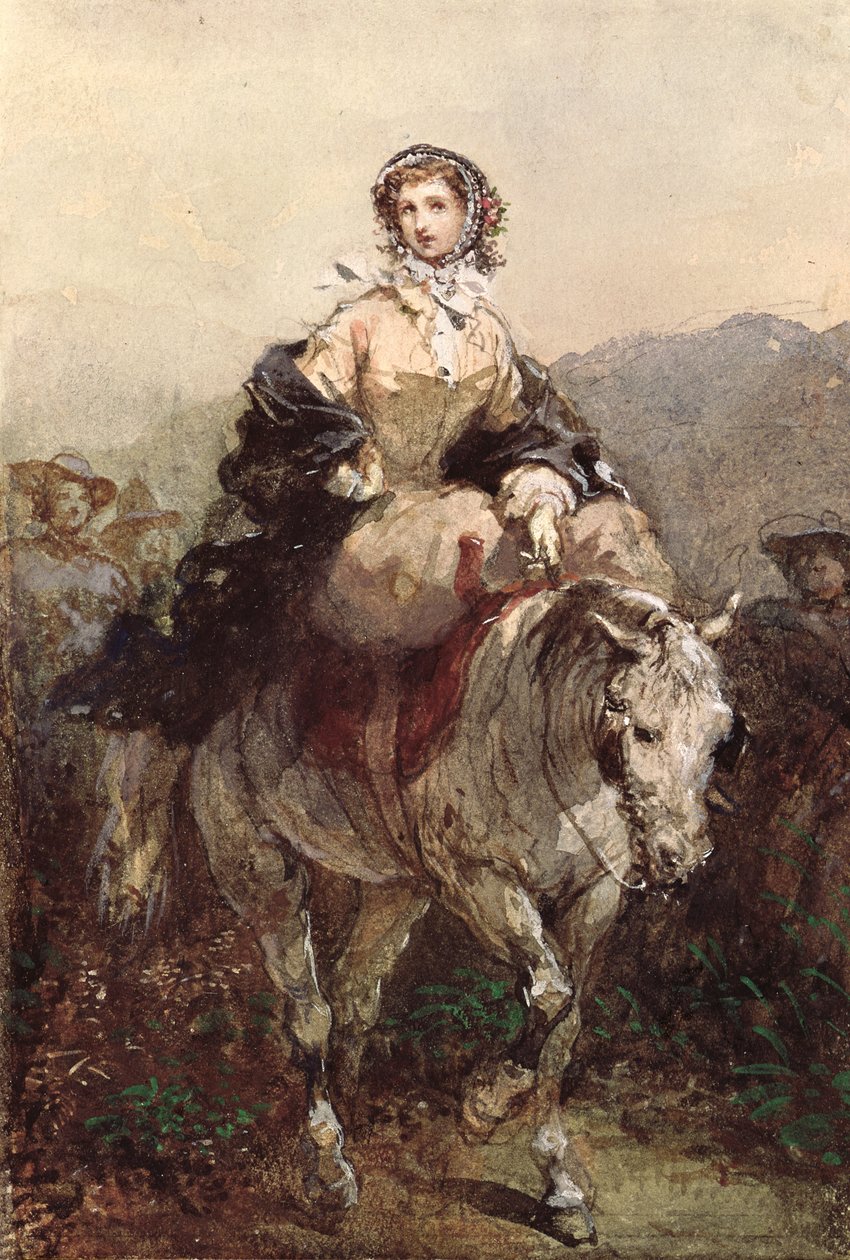 Jeune femme sur un cheval - Eugene Louis Lami