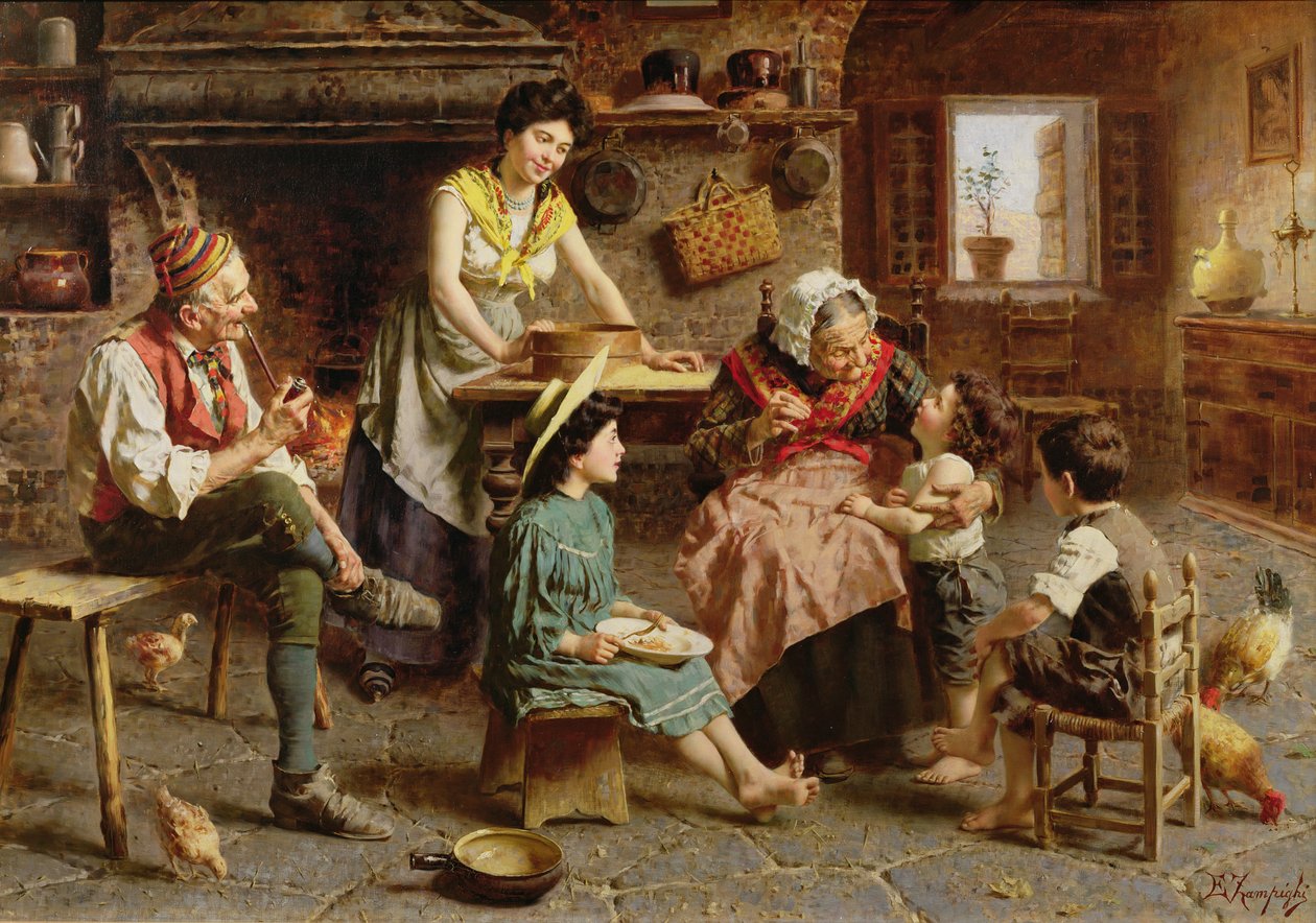 Scène de famille - Eugenio Zampighi