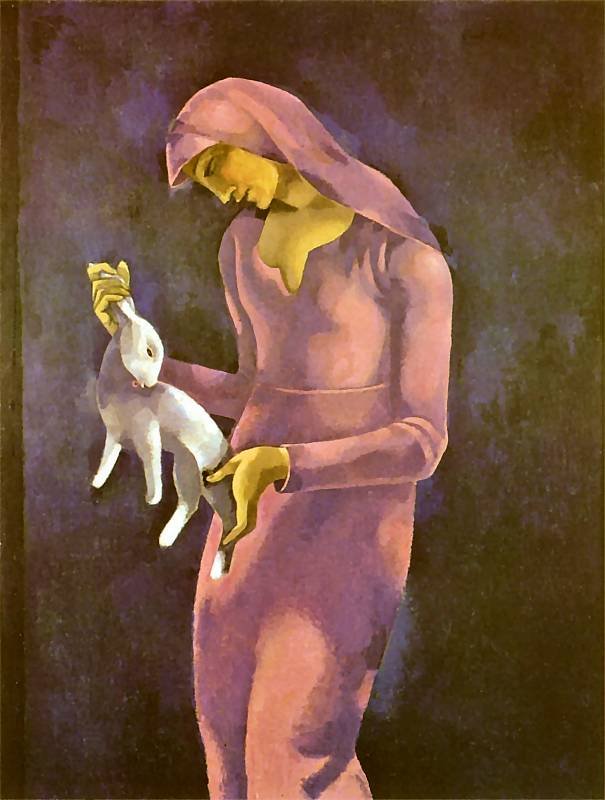 Femme avec un lapin - Eugeniusz Zak