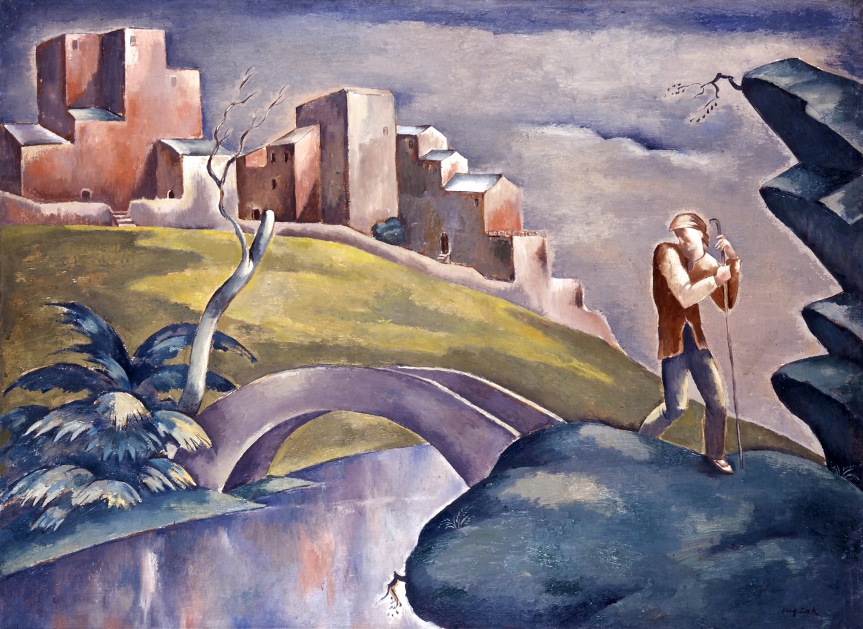 Paysage avec figures humaines, paysage avec voyageur - Eugeniusz Zak