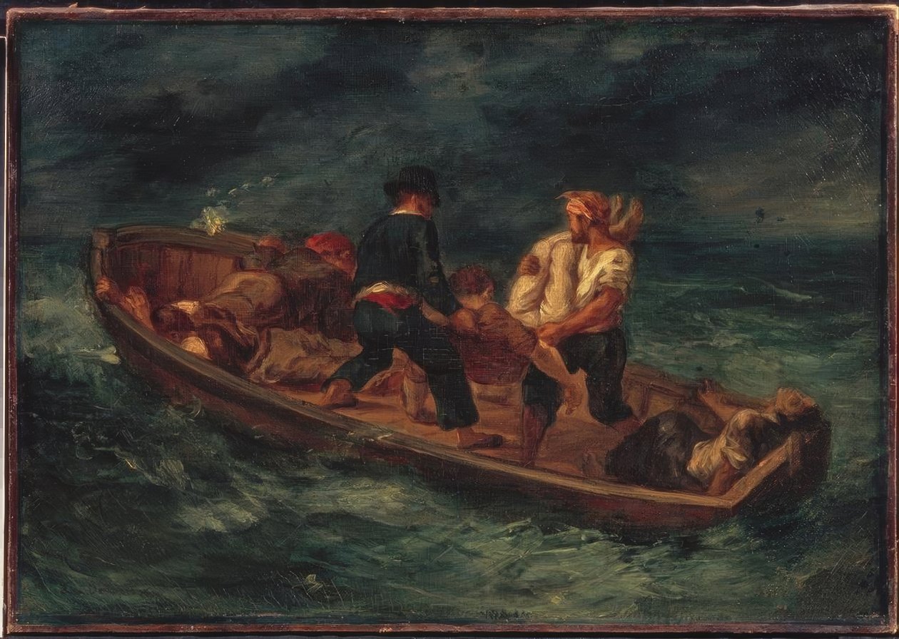 Bateau avec naufragés - Ferdinand Victor Eugene Delacroix